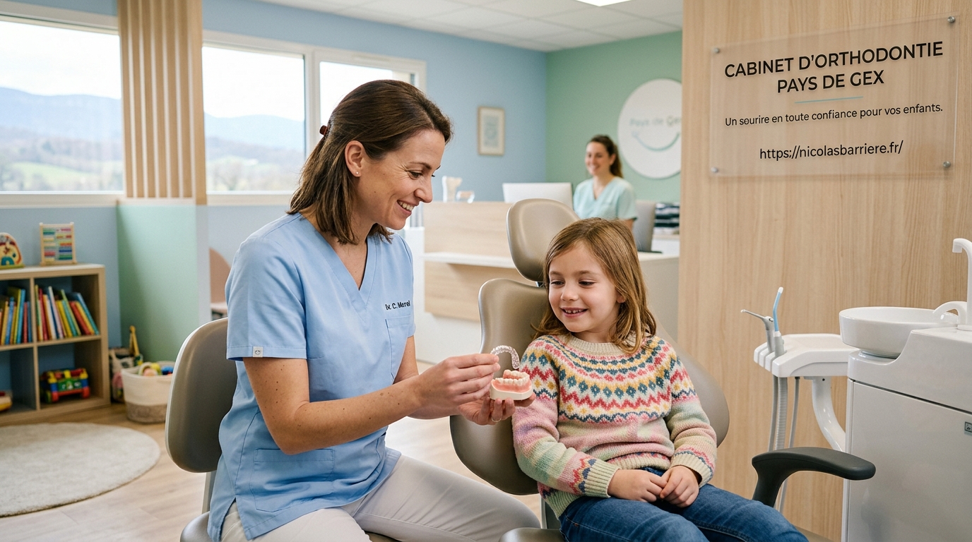 Enfant souriant lors d'une consultation rassurante en orthodontie