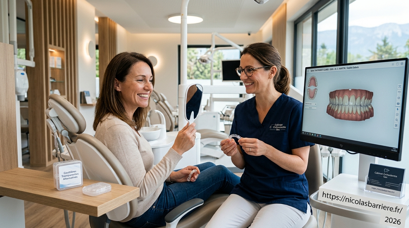 Sourire adulte aligné après traitement orthodontique discret à Divonne-les-Bains