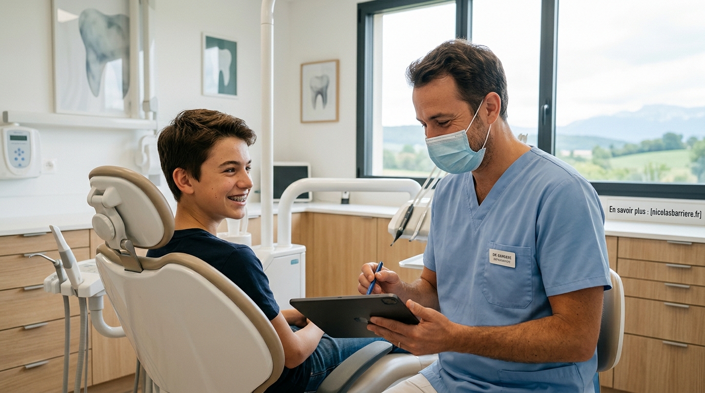 Adolescent souriant après un traitement orthodontique réussi