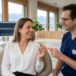 Orthodontiste adulte proposant des solutions d'appareils dentaires invisibles près de Genève côté France