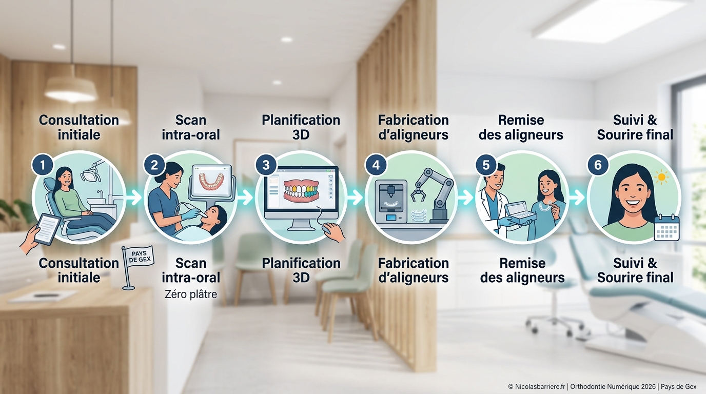 Étapes du parcours orthodontique numérique dans le Pays de Gex